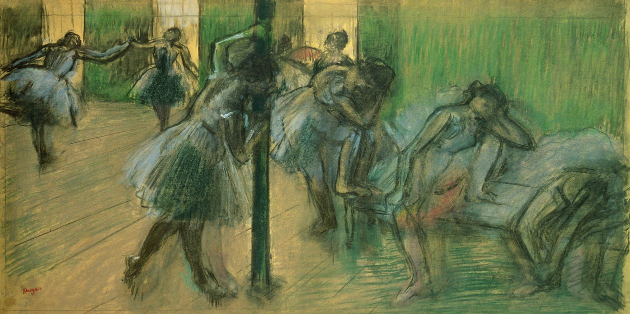 Dansers repeteren door Edgar Degas