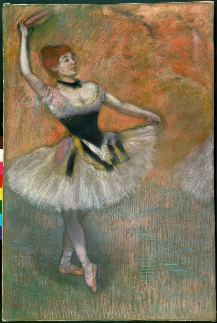 Danseres met tamboerijn door Edgar Degas