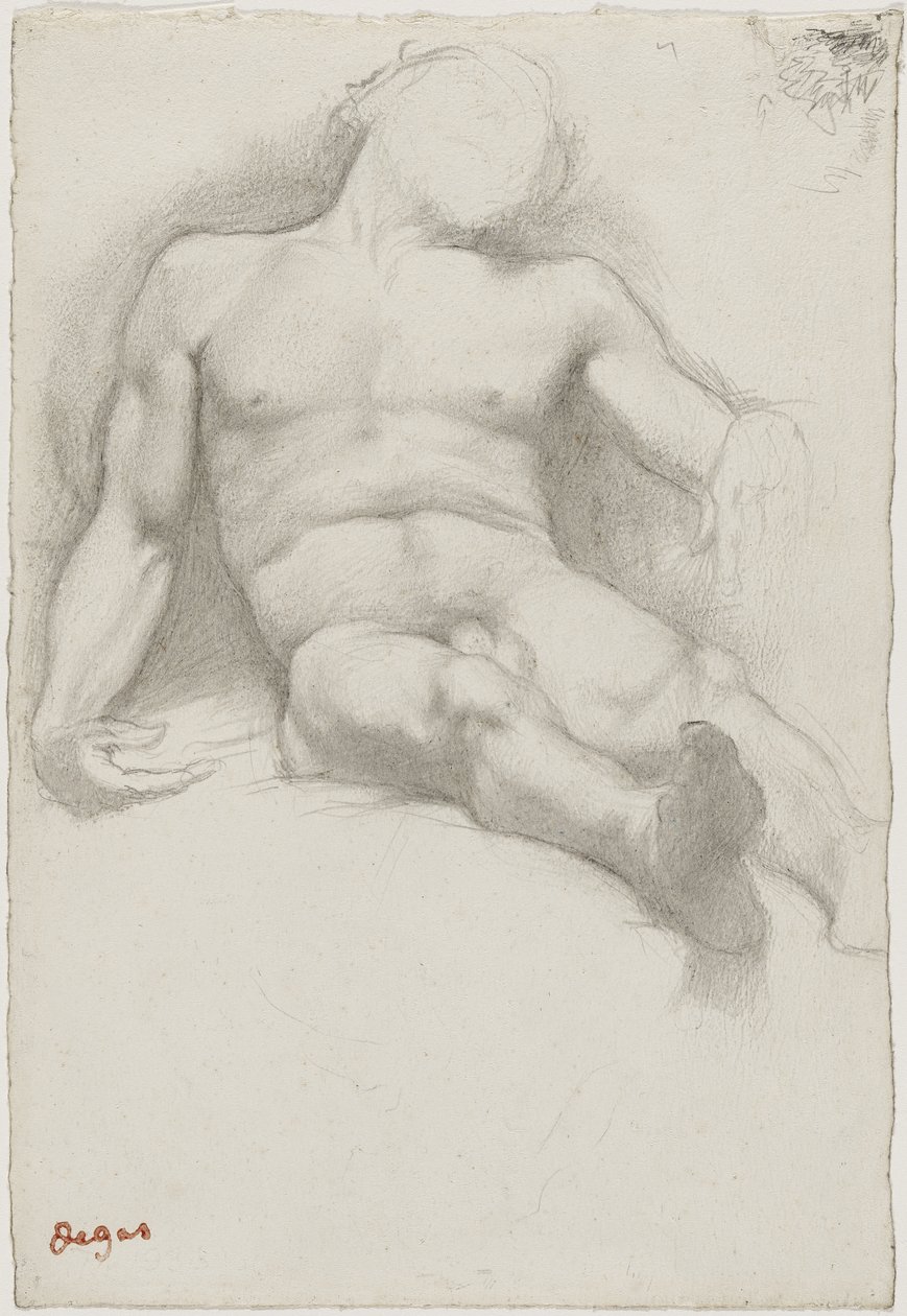 Étude - Homme Nu Couché door Edgar Degas