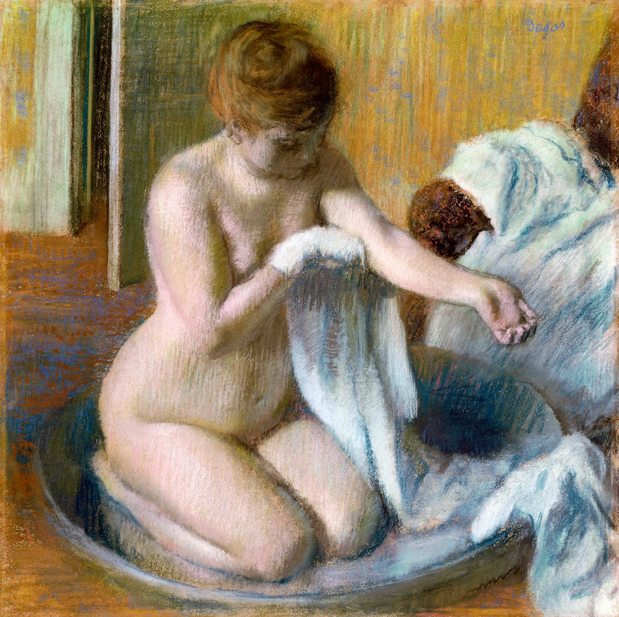 Vrouw in bad door Edgar Degas