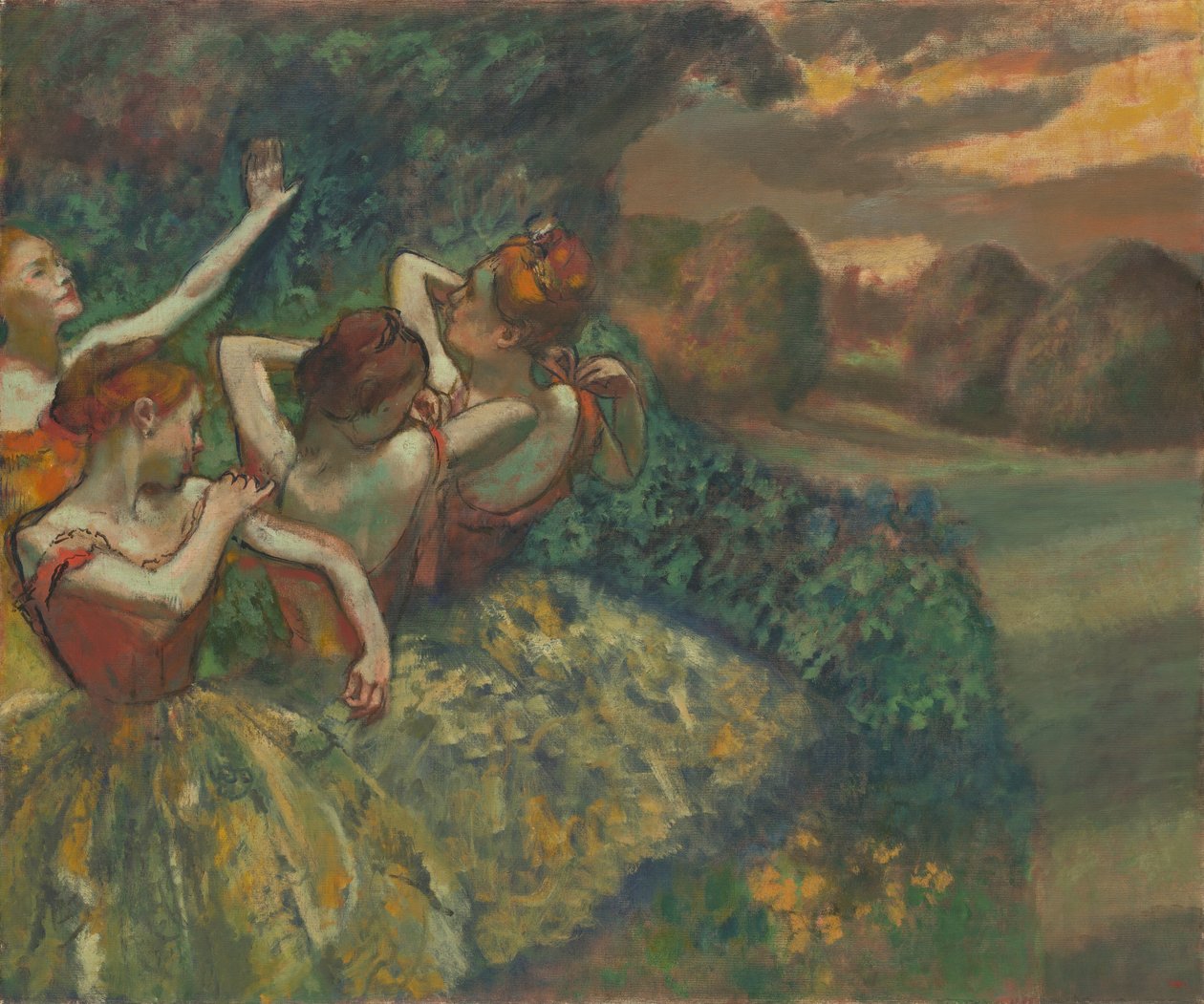 Vier dansers, ca. 1899 door Edgar Degas