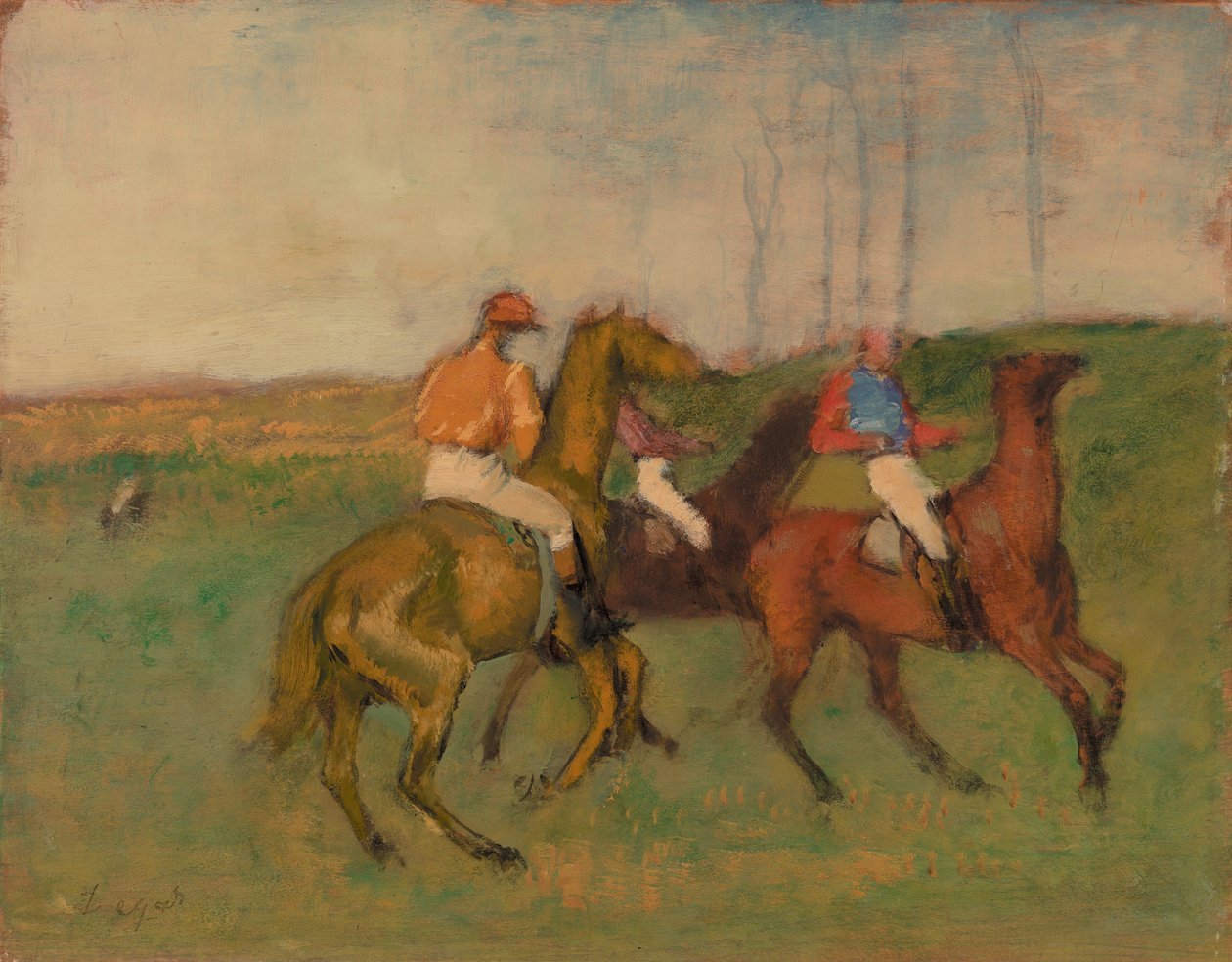 Jockeys en Renpaarden door Edgar Degas