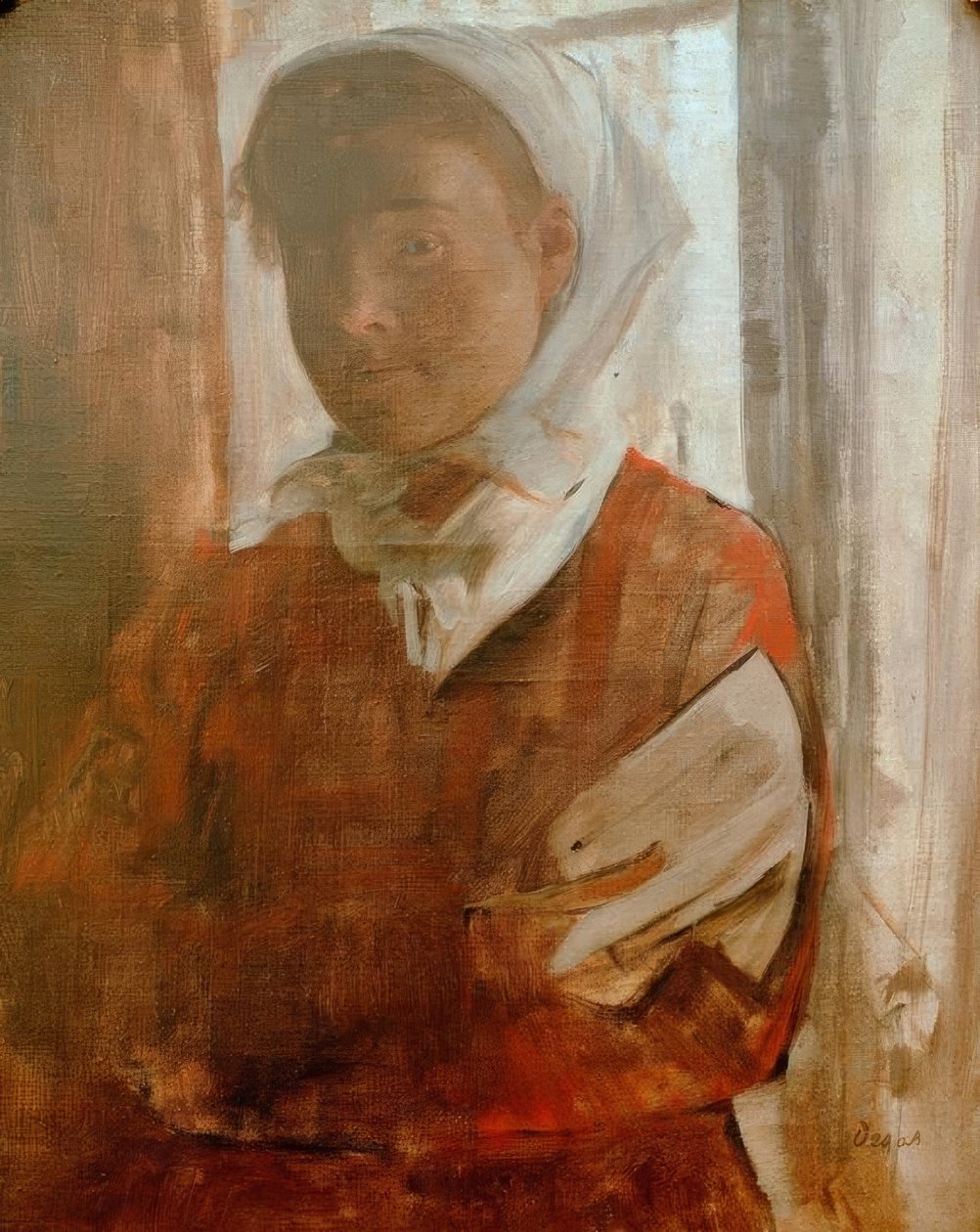 Jonge Vrouw met Witte Hoofddoek door Edgar Degas