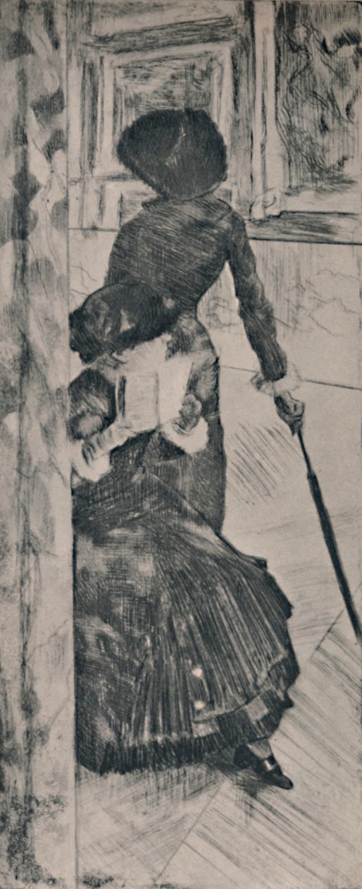 Mary Cassatt in het Louvre, ca. 1880, 1946 door Edgar Degas