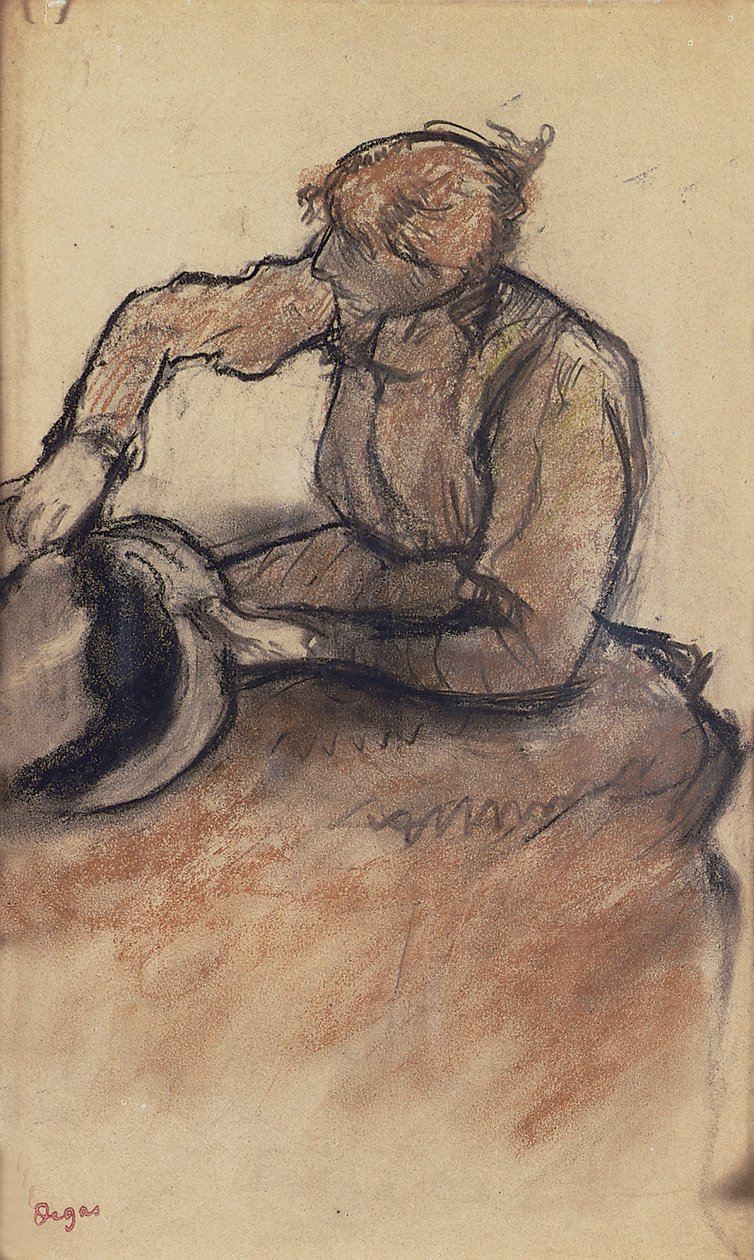 Modiste die een hoed versiert, ca. 1898 door Edgar Degas