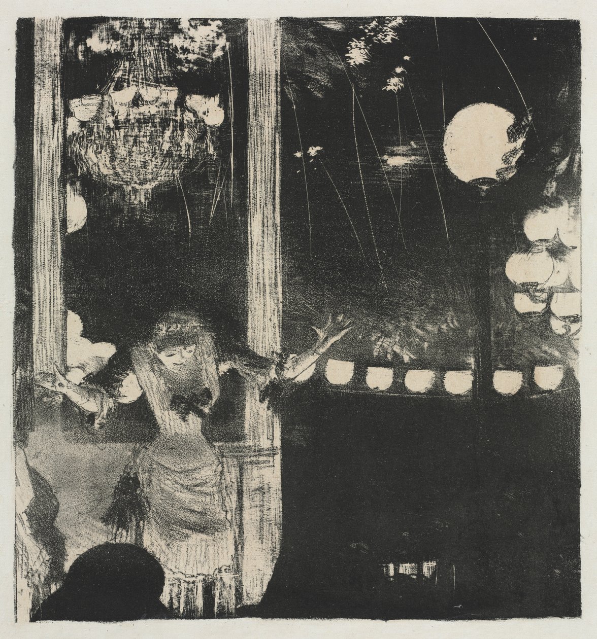 Mlle Bécat in het Café des Ambassadeurs door Edgar Degas