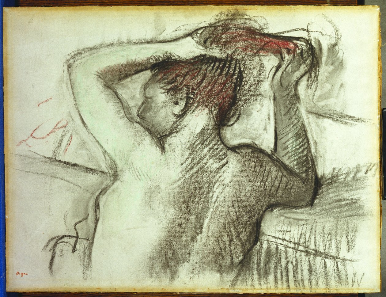 Naakt dat haar haar kamt door Edgar Degas