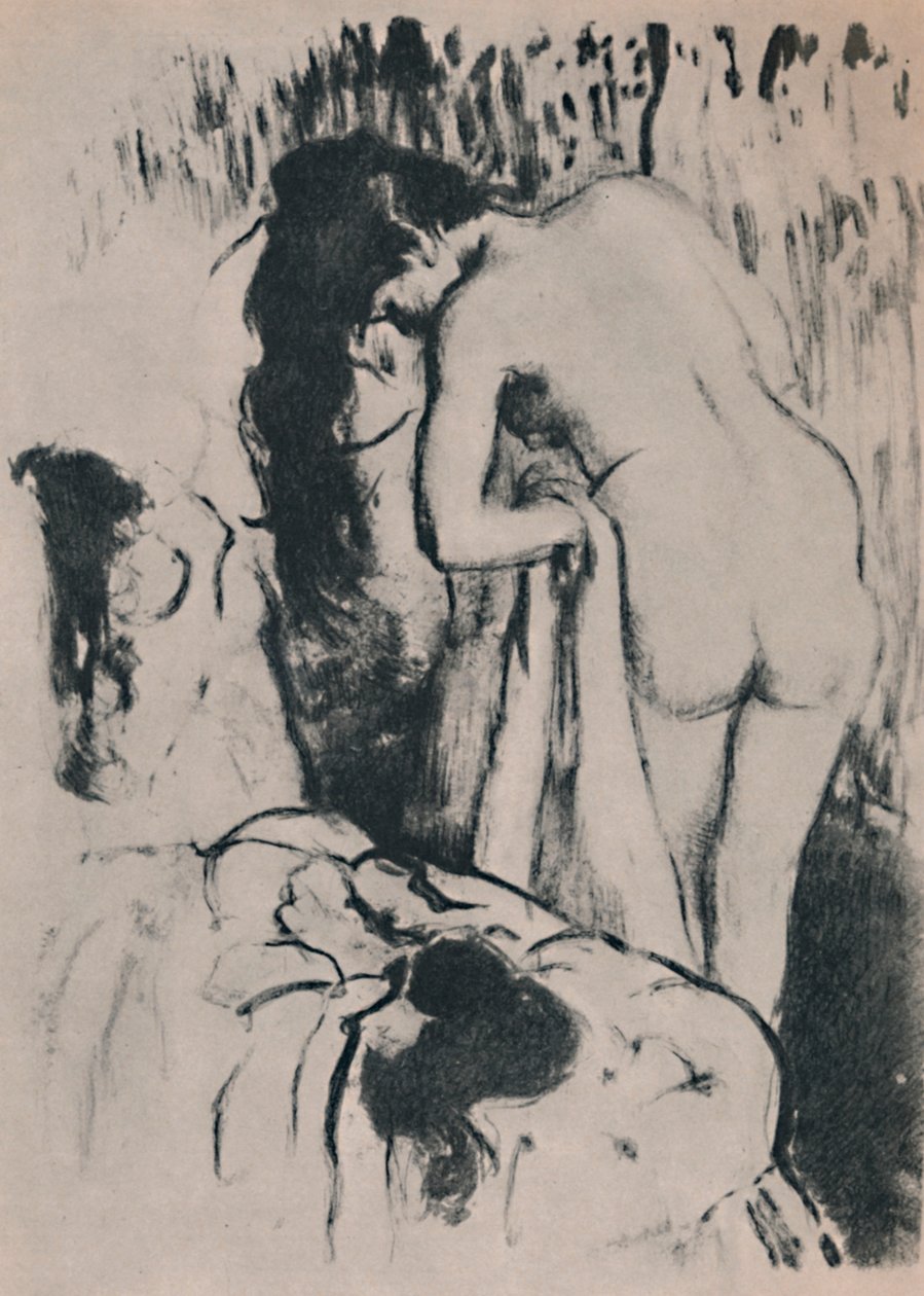 Naakte vrouw die zich aankleedt door Edgar Degas