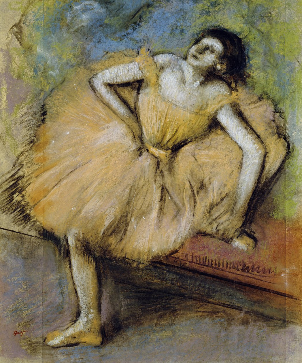 Zittende danseres, ca. 1894 door Edgar Degas