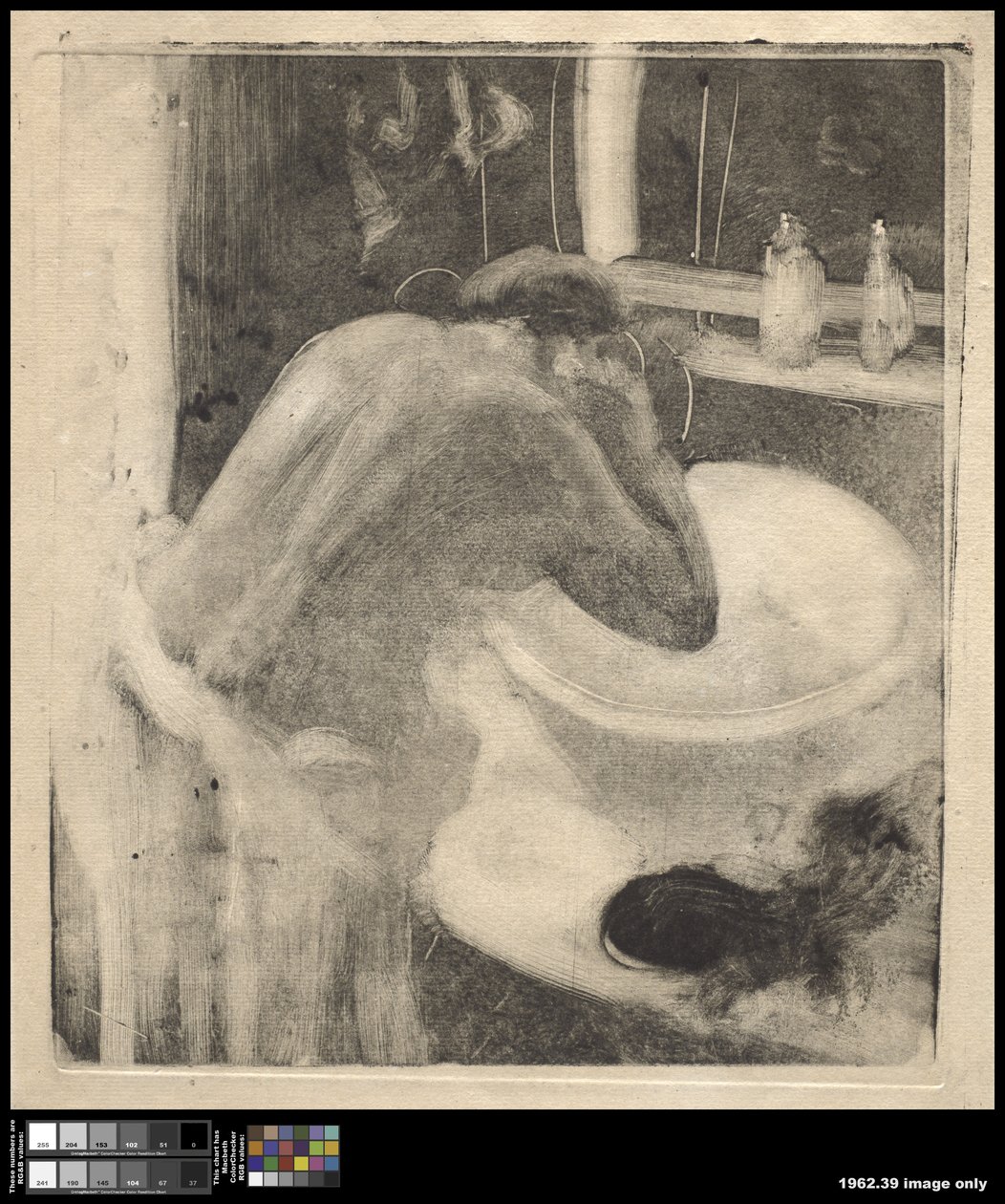 De wastafel, ca. 1880-85 door Edgar Degas