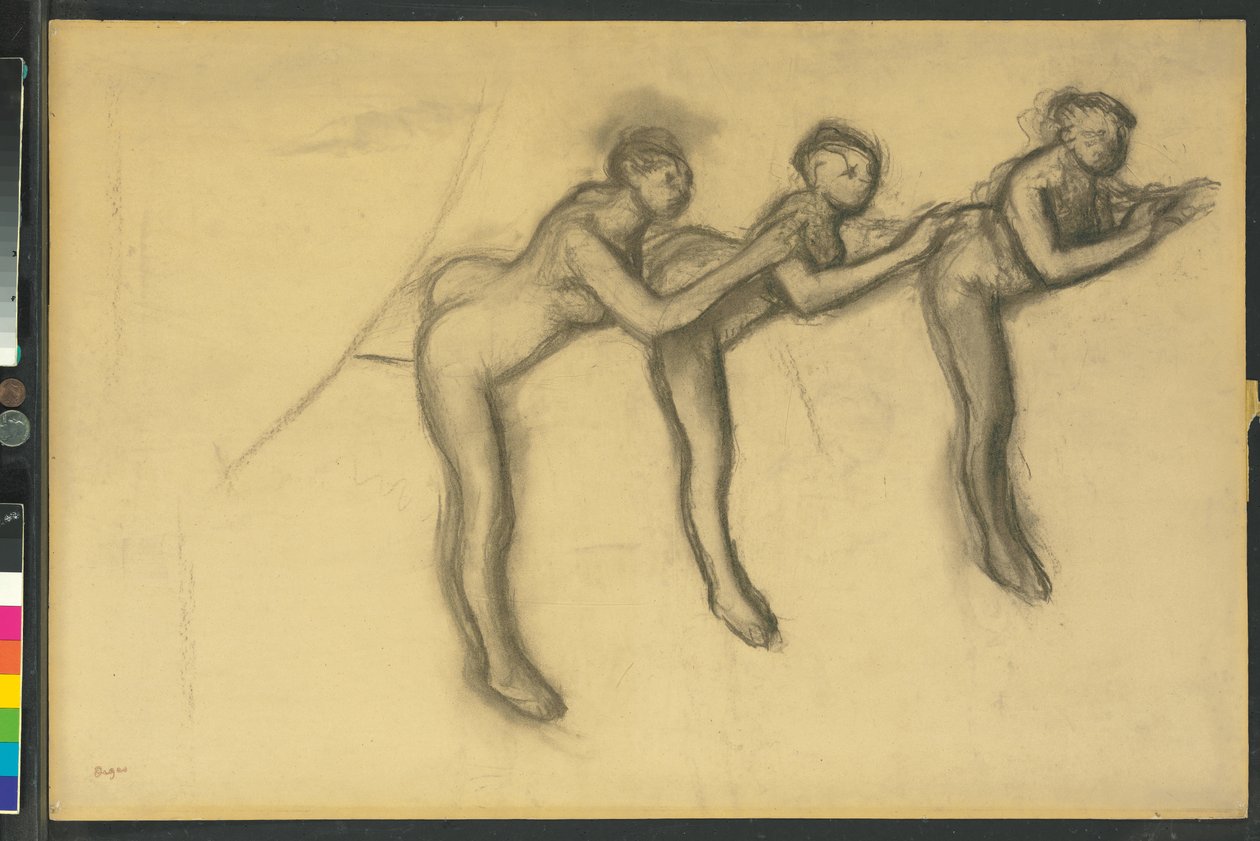 Drie dansers in tights, ca. 1895-1900 door Edgar Degas