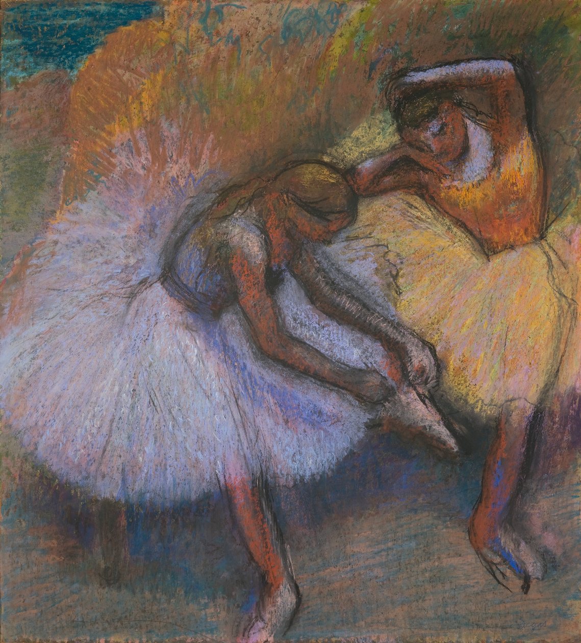 Twee danseressen, c.1898 (pastel op papier) door Edgar Degas
