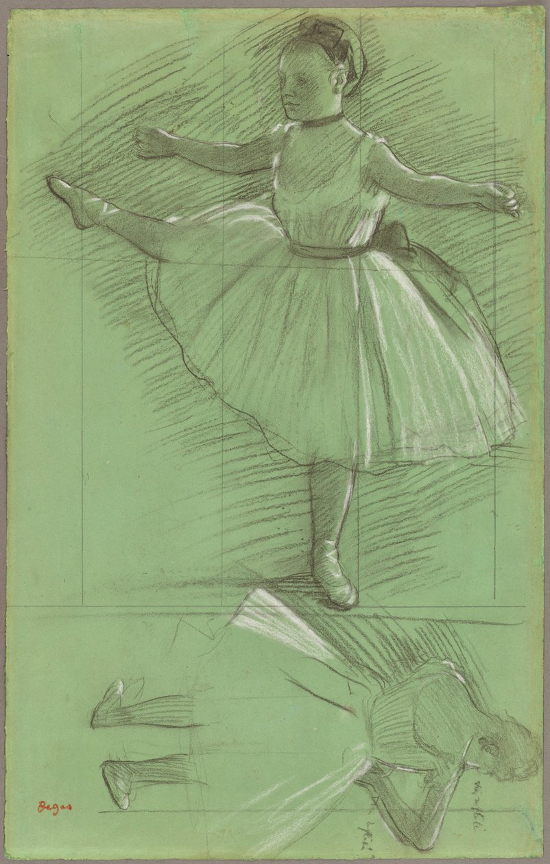 Twee studies van dansers door Edgar Degas