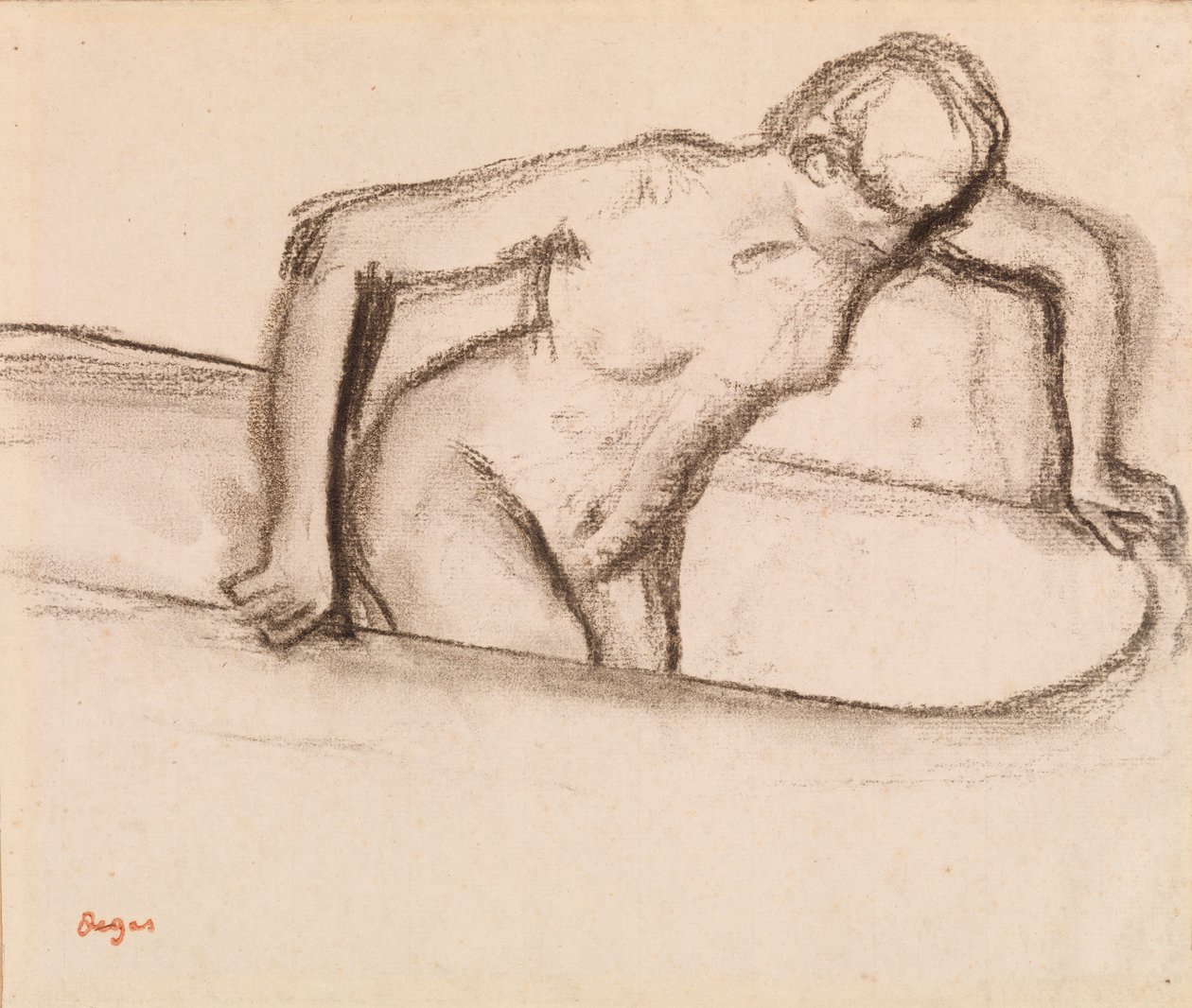 Vrouw in bad door Edgar Degas