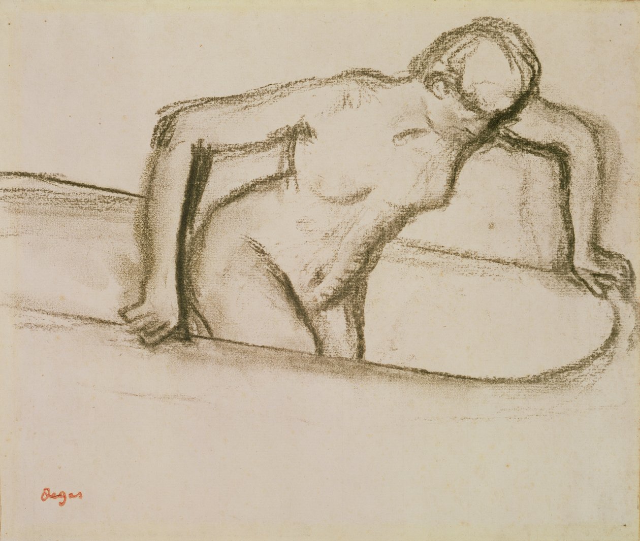 Vrouw in bad door Edgar Degas