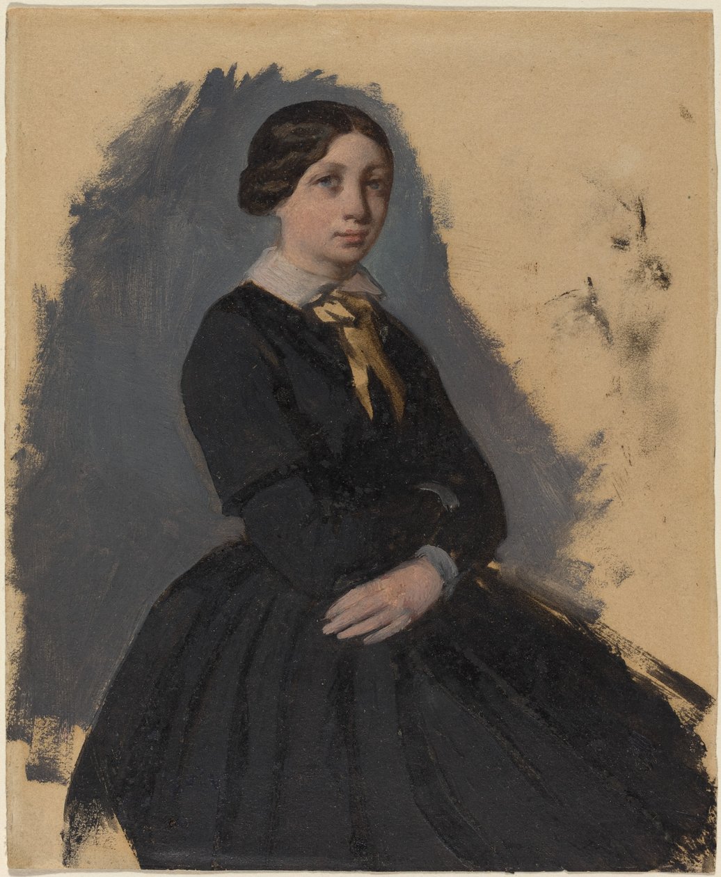 Jonge vrouw in het zwart door Edgar Degas