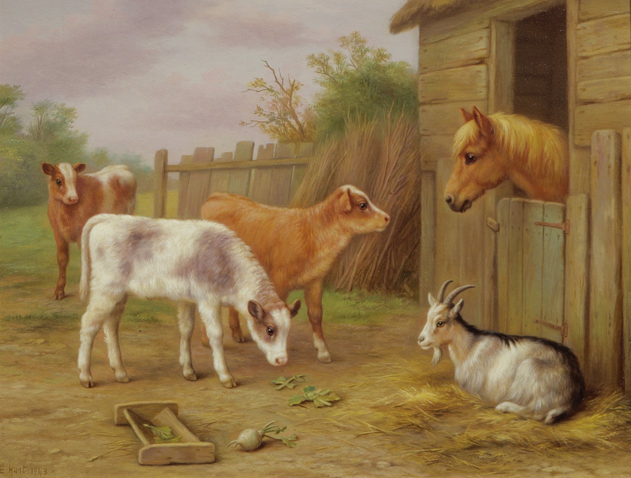 Boerenerf scène door Edgar Hunt