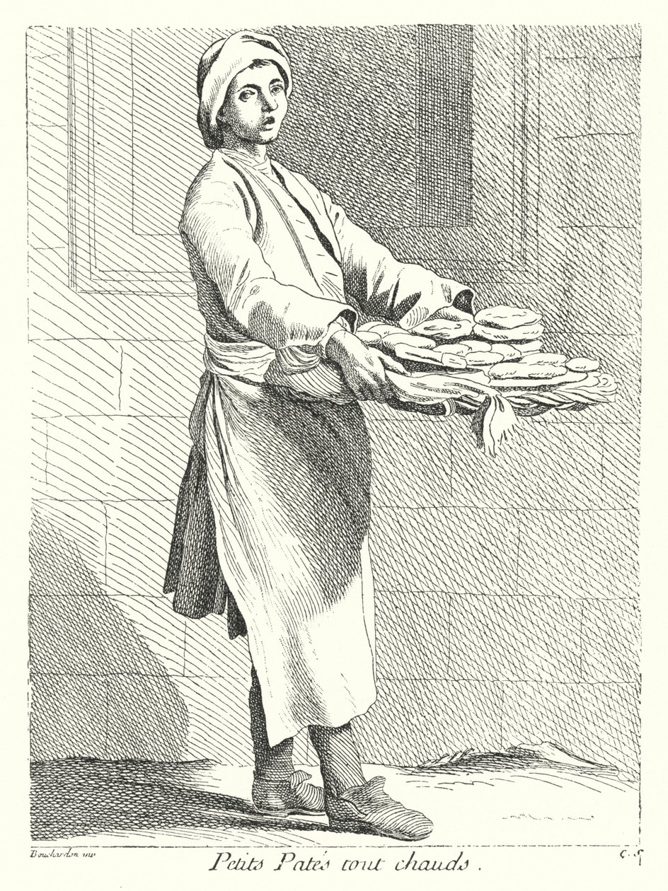 Banketbakker (gravure) door Edmé (after) Bouchardon