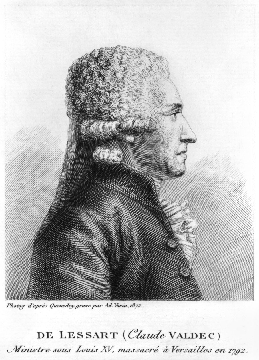 Portret van Claude Valdec de Lessart (1741-92) gegraveerd door Ad. Varin, 1872 door Edme Quenedey