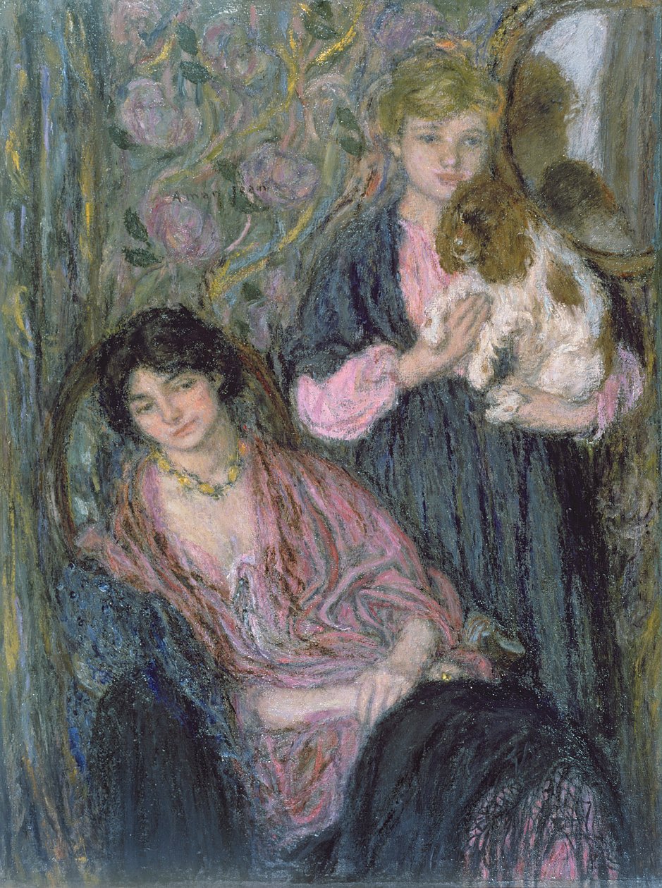 Twee vrouwen met een spaniël door Edmond François Aman Jean