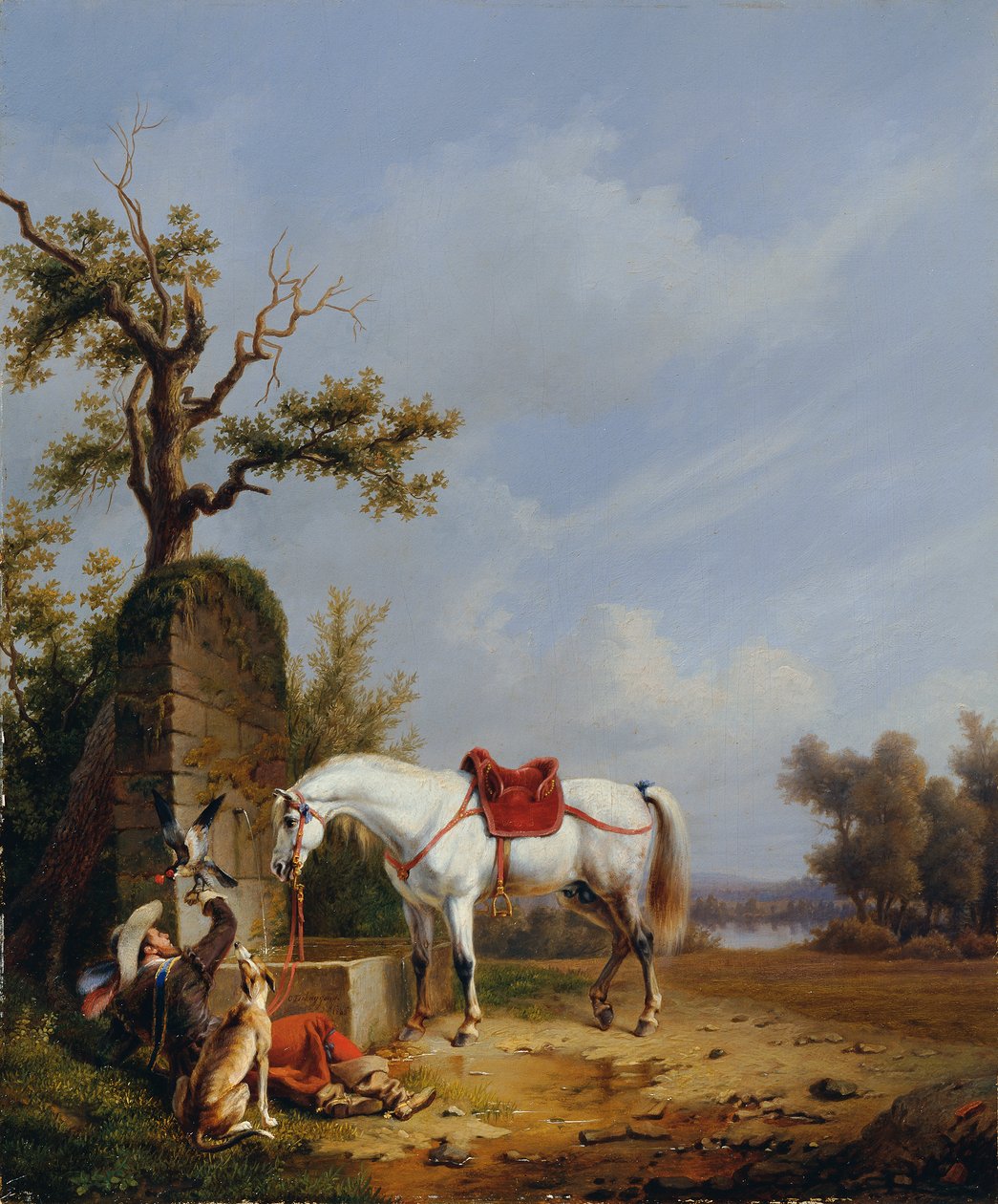 Ruiter met Paard door Edmond Jean Baptiste Tschaggeny
