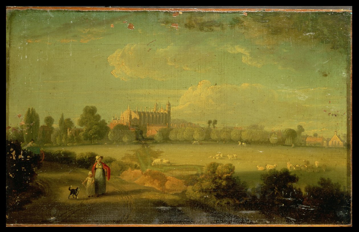 Uitzicht op Eton vanaf de speelvelden door Edmund Bristow