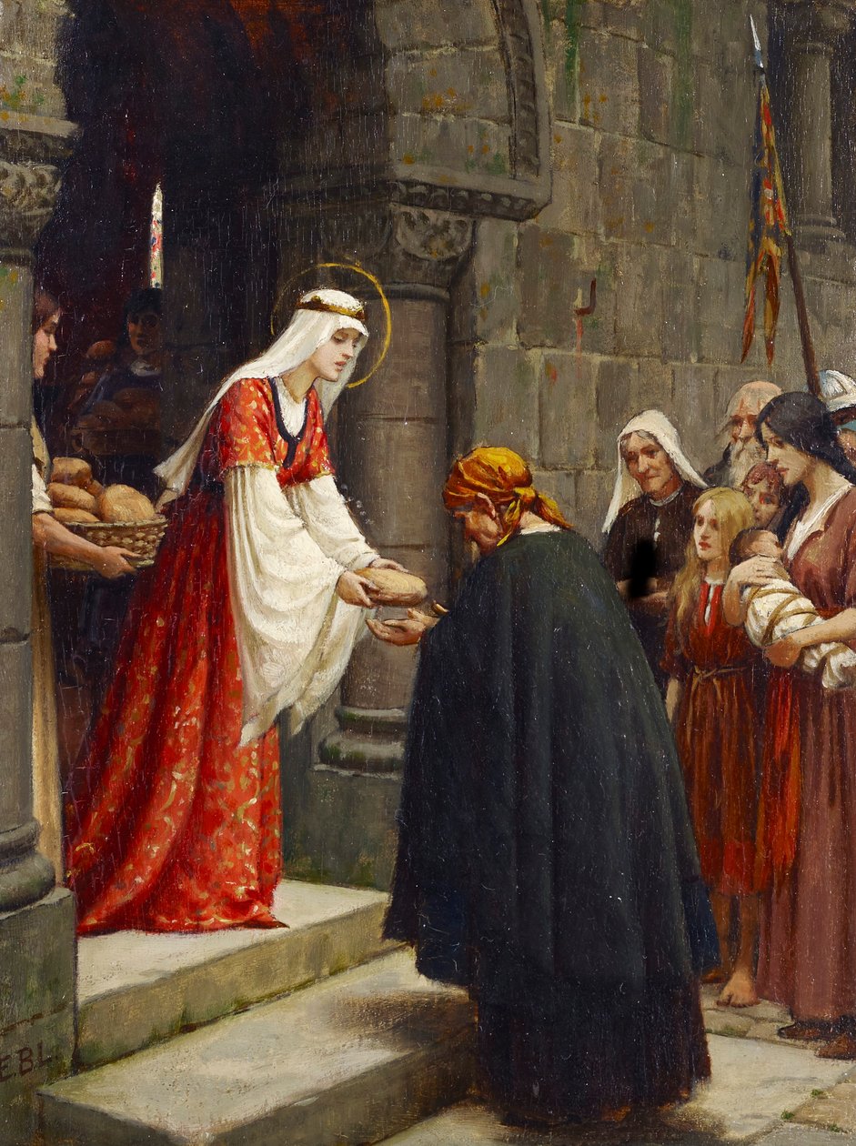 De liefdadigheid van Sint Elizabeth van Hongarije door Edmund Leighton