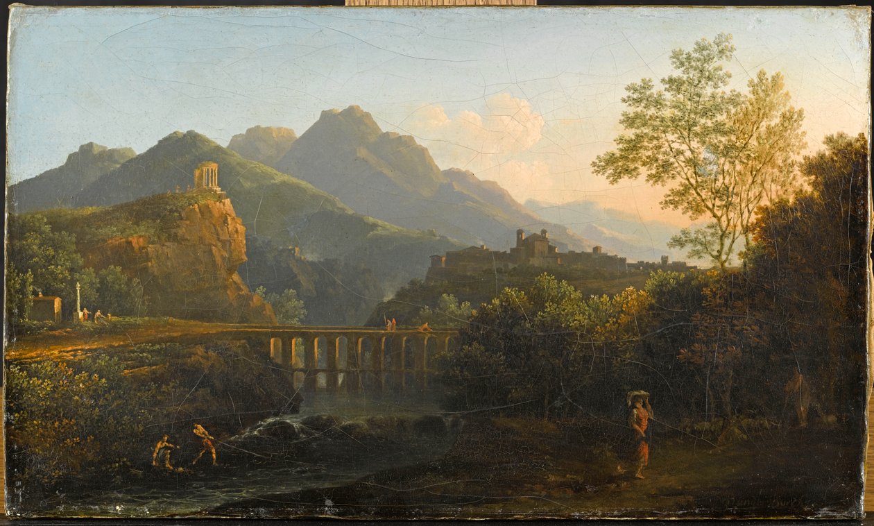 Uitzicht op de tempel van de Sibylle in Tivoli door Edouard Jacques André Vanderbuch