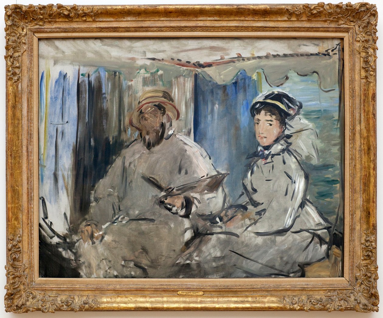 Claude Monet met zijn vrouw Camille, 1874 door Édouard Manet