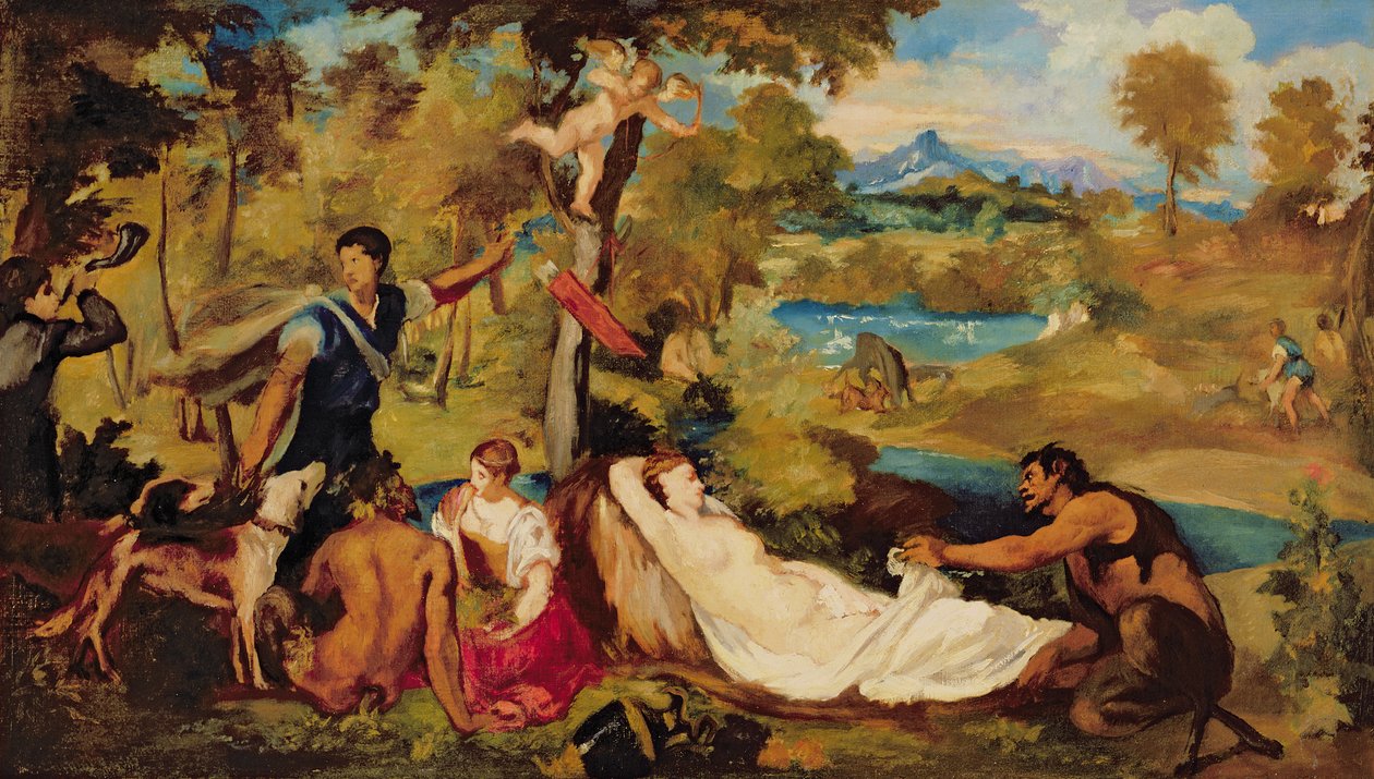 Jupiter en Antiope, 1856 door Édouard Manet