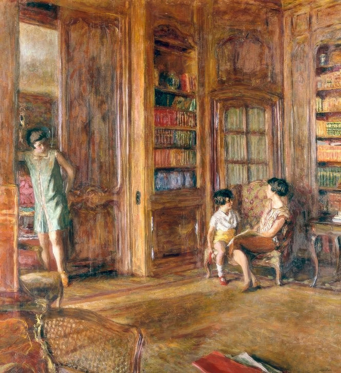 In de bibliotheek door Edouard Vuillard