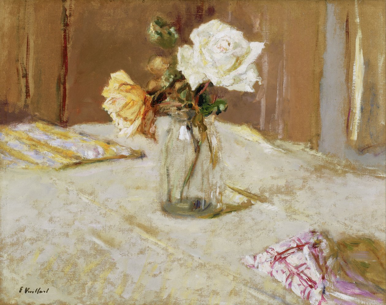 Rozen in een glazen vaas door Edouard Vuillard