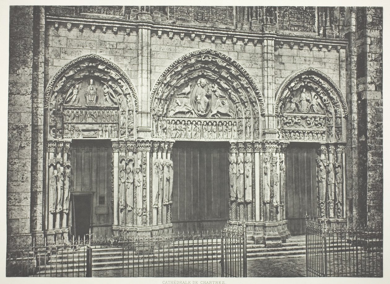 Hoofdportaal, kathedraal van Chartres door Edouard Denis Baldus