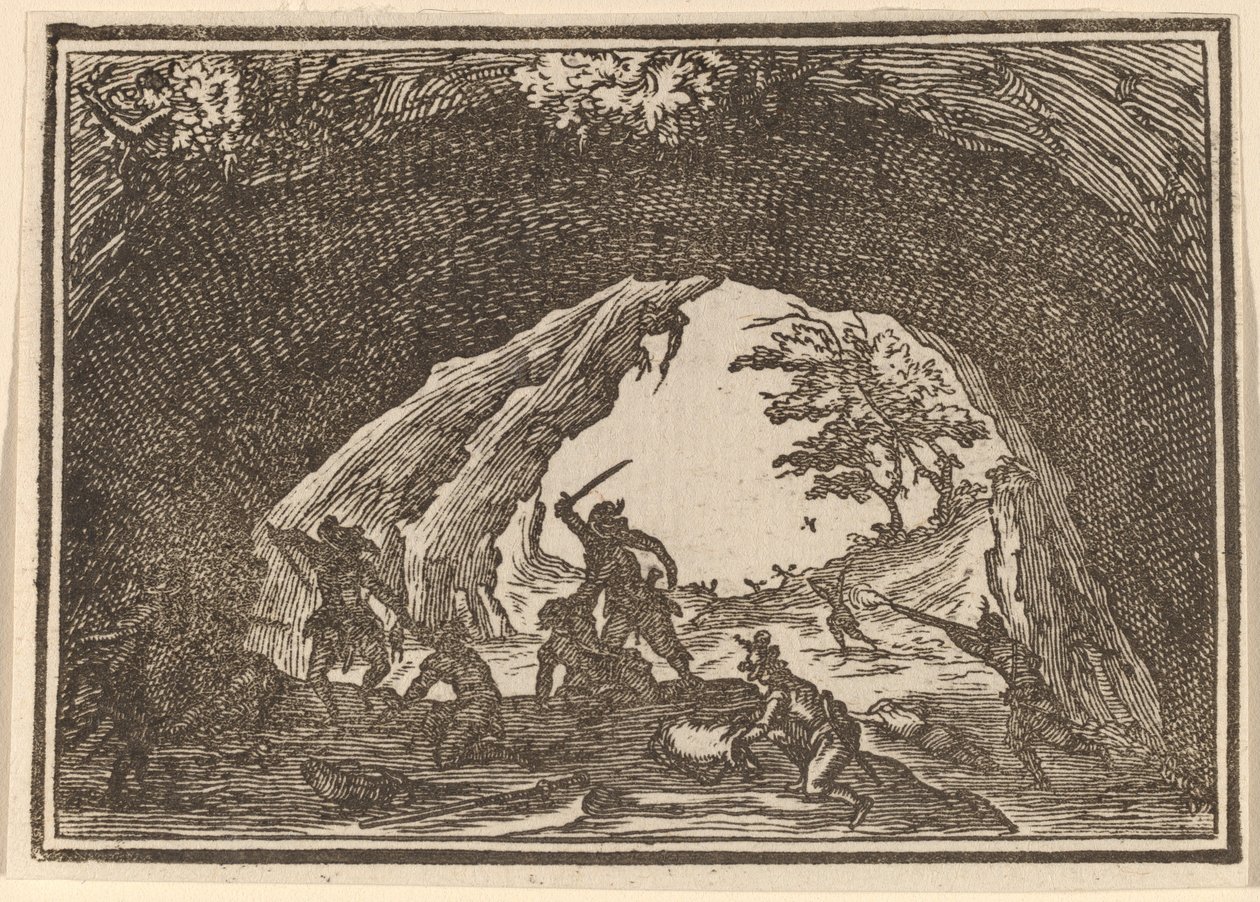 Soldaten die rovers aanvallen door Edouard Eckman after Jacques Callot