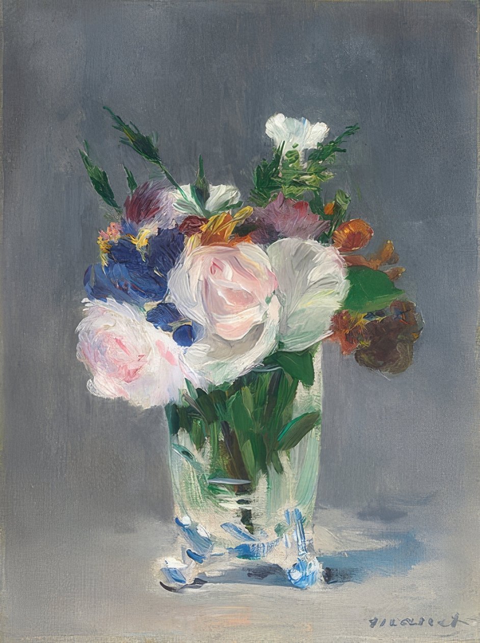 Bloemen in een Kristallen Vaas. Om 1882 door Édouard Manet