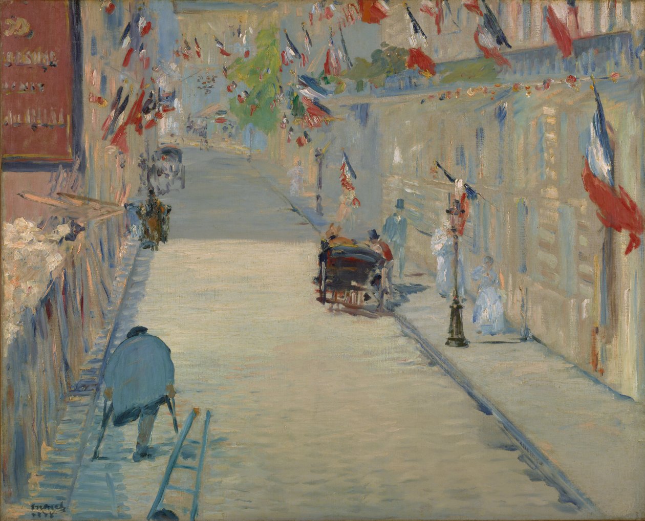 De Rue Mosnier met vlaggen door Édouard Manet