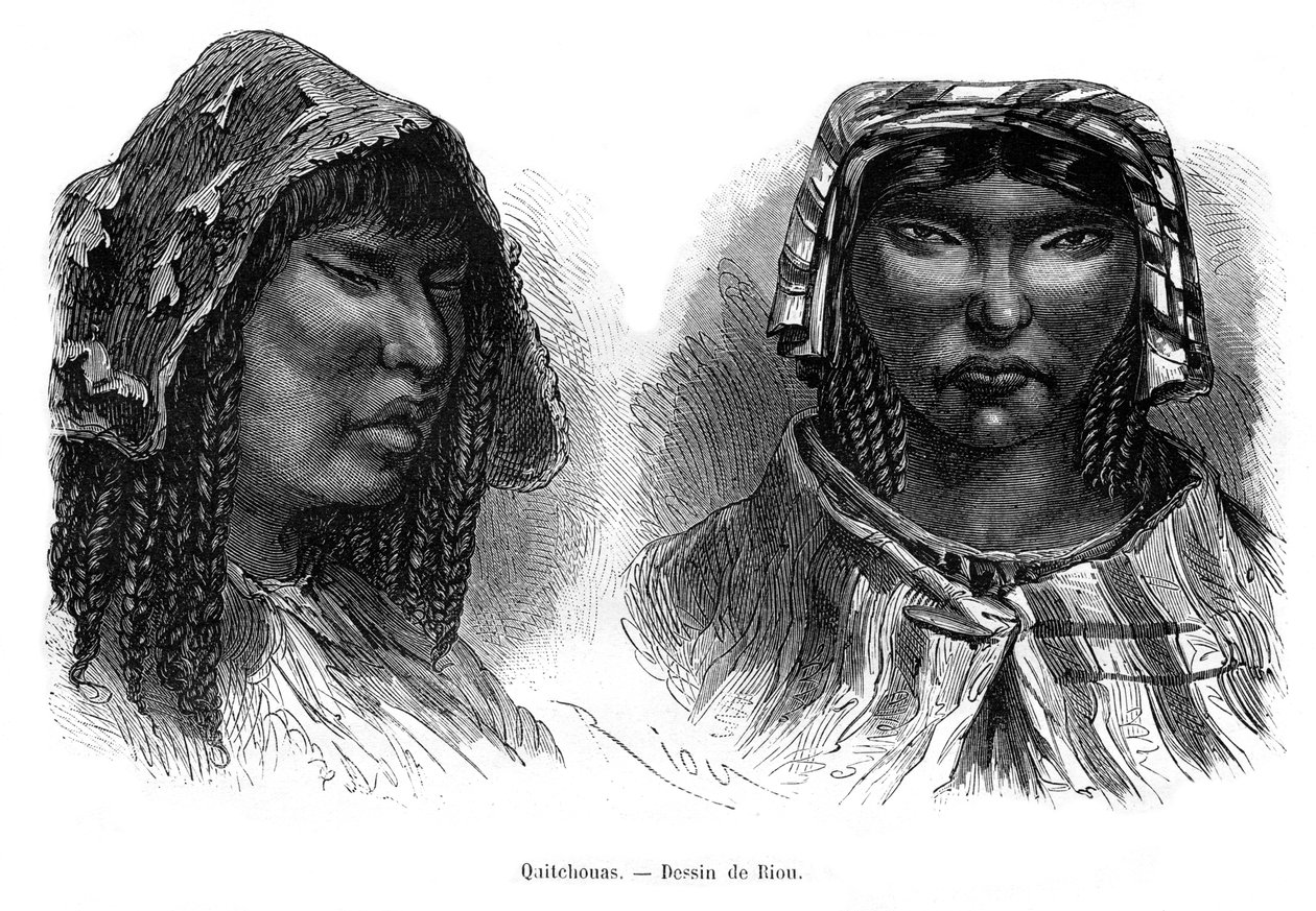 Quichua-indianen, Zuid-Amerika, 19e eeuw door Edouard Riou