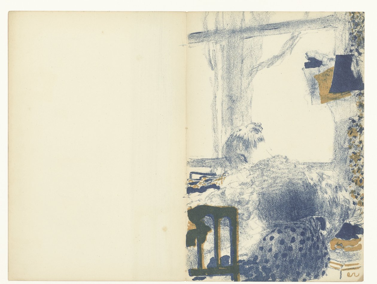 Naaister zit bij raam in interieur door Edouard Vuillard