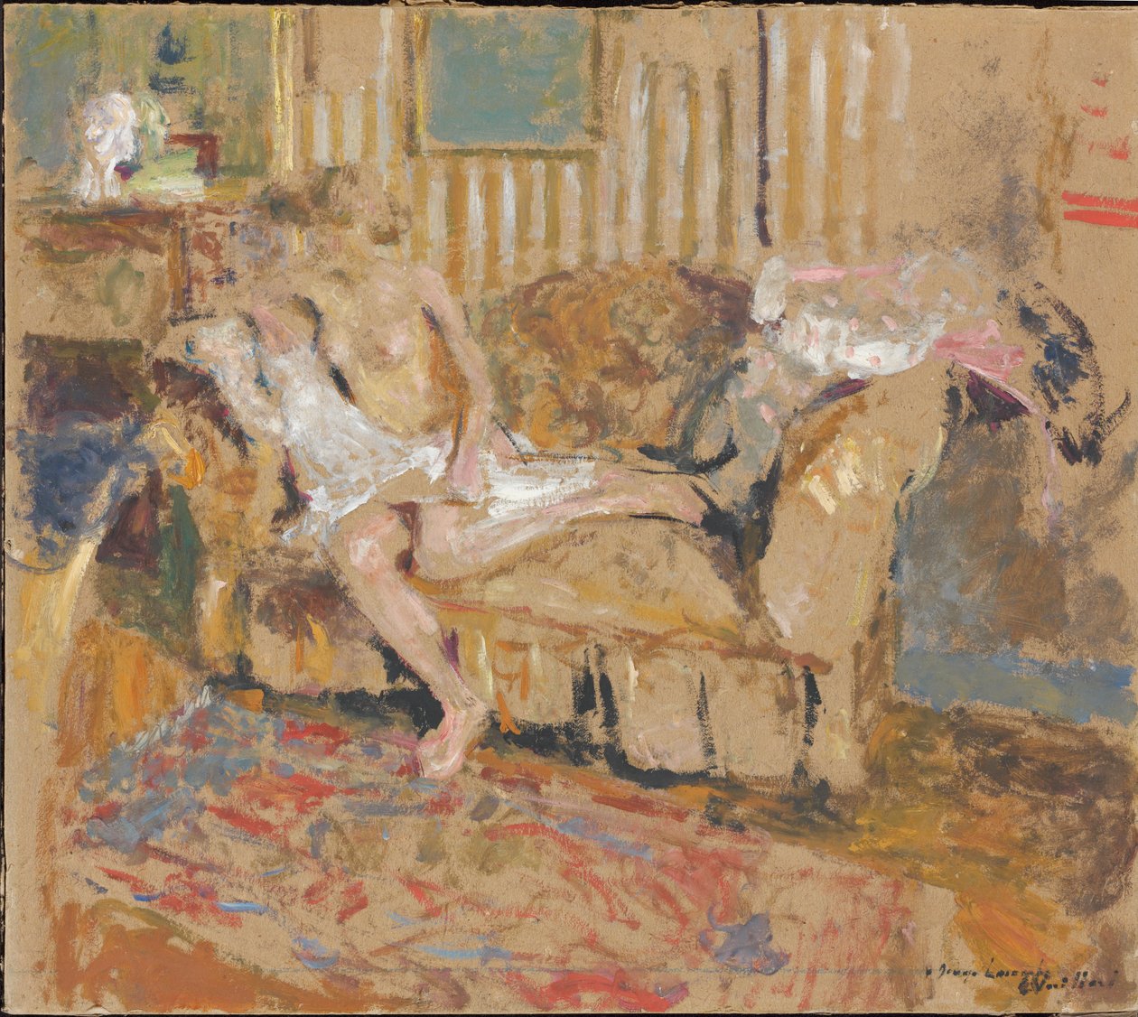 Naakt in de gestreepte salon, c. 1905 door Edouard Vuillard