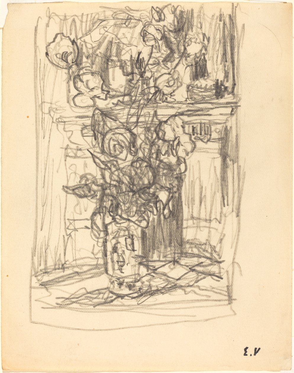 Vaas met bloemen door Edouard Vuillard