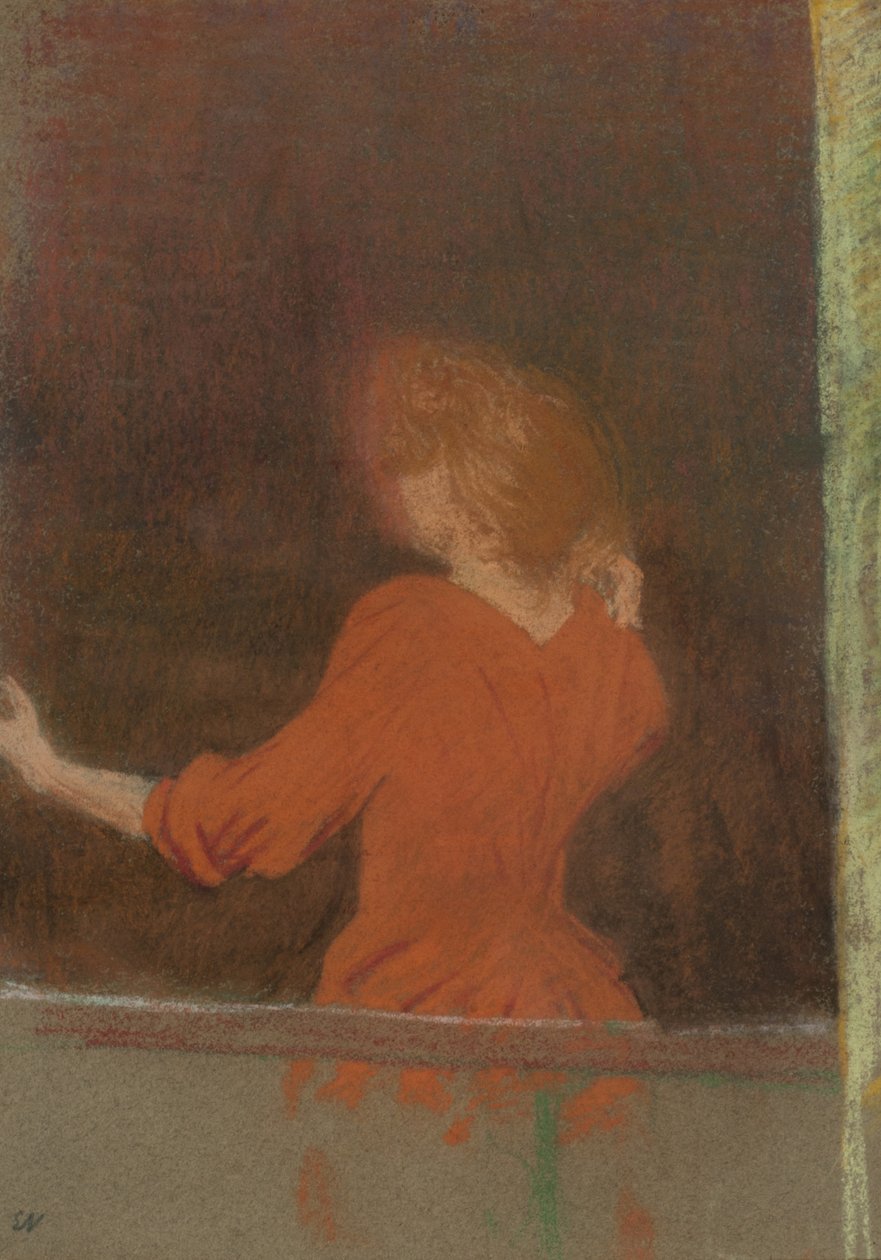 Vrouw in rood, ca. 1890-91 door Edouard Vuillard