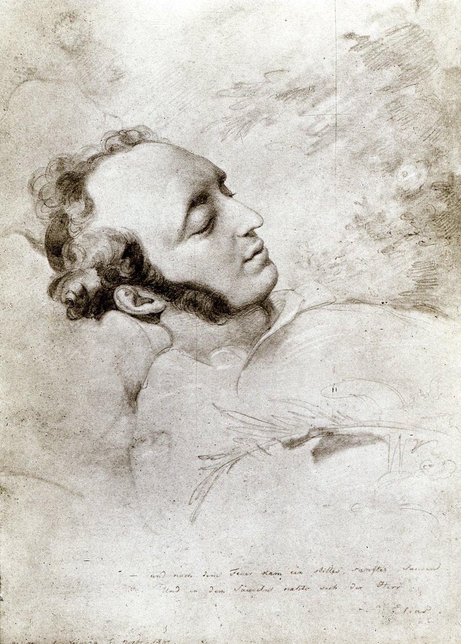 Felix Mendelssohn (1809-47) op zijn sterfbed, ca. 1847 door Eduard Bendemann