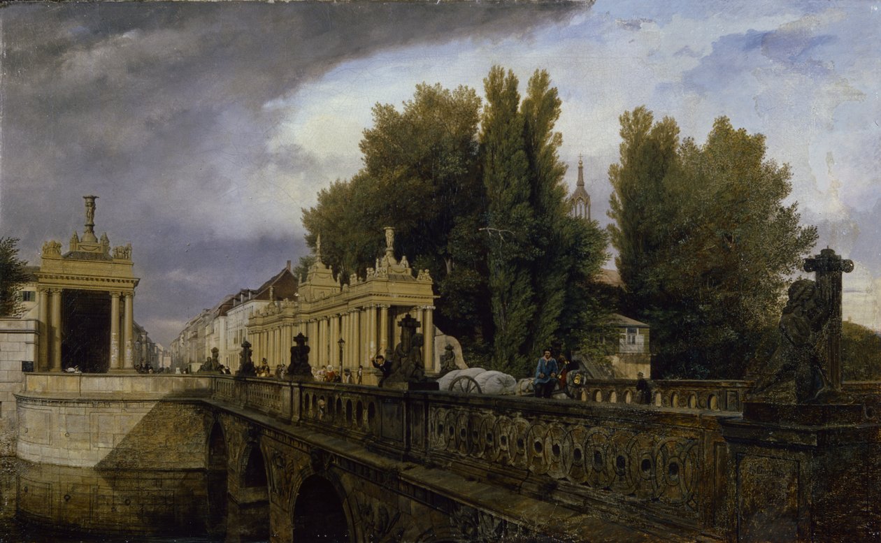 De Konigsbrucke op Konigsstrasse, Berlijn, 1835 door Johann Philipp Eduard Gartner