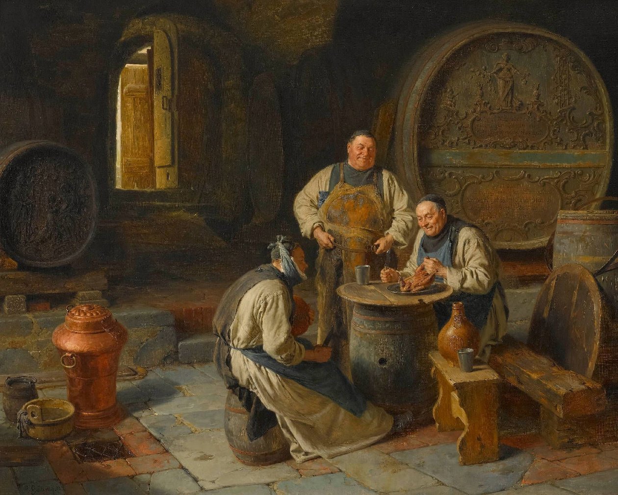 Das Backhendl door Eduard von Grutzner
