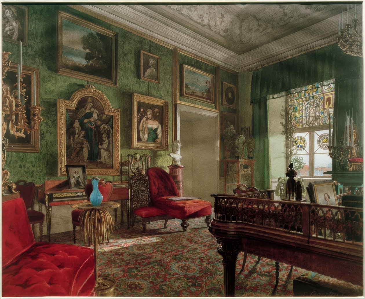 Groene kamer in het Berlijnse kasteel door Eduard Gärtner