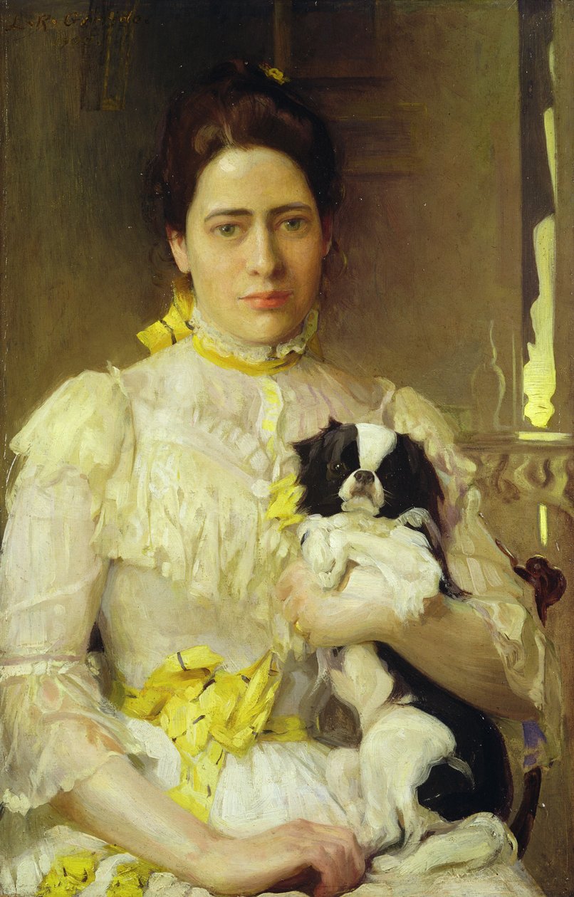 Dame met een Schoothondje door Eduardo Leon Garrido