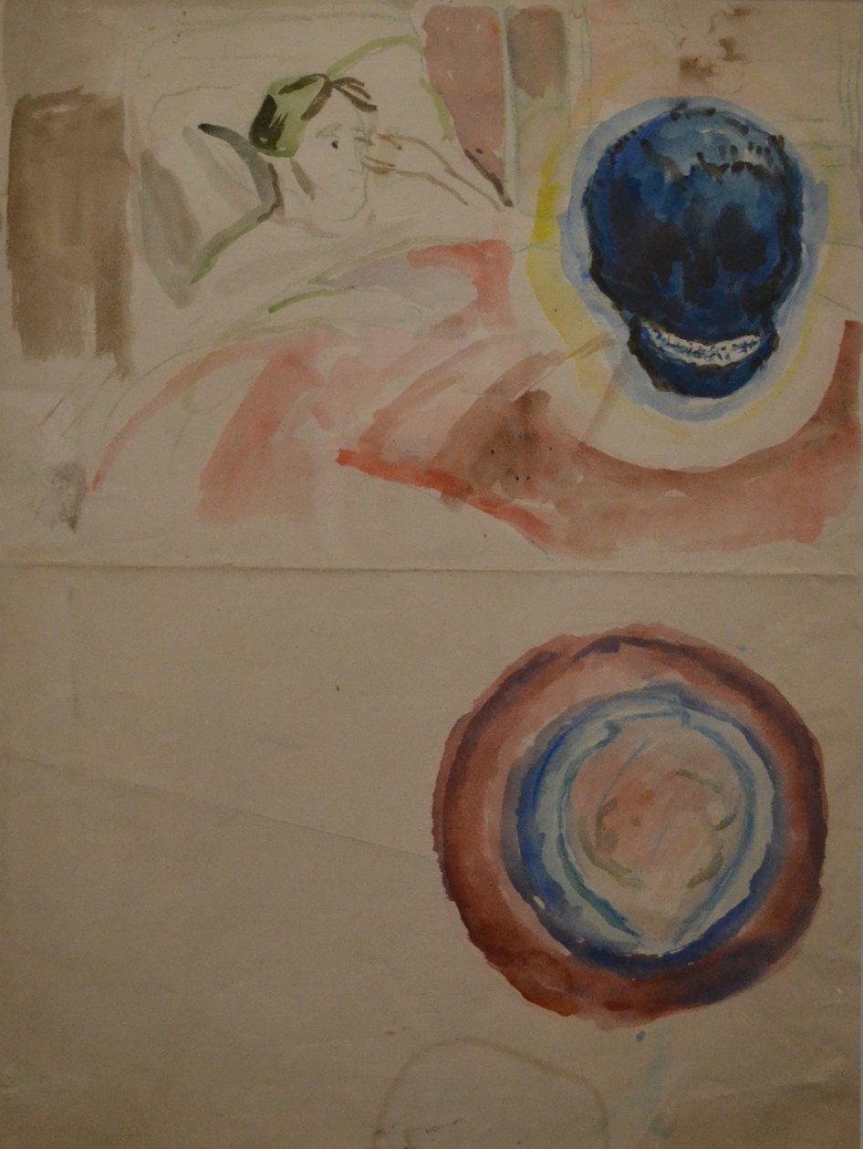 Kunstenaar met schedel door Edvard Munch