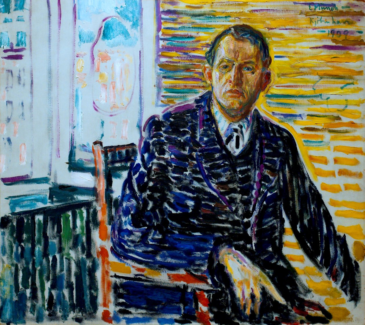 Zelfportret in de kliniek door Edvard Munch