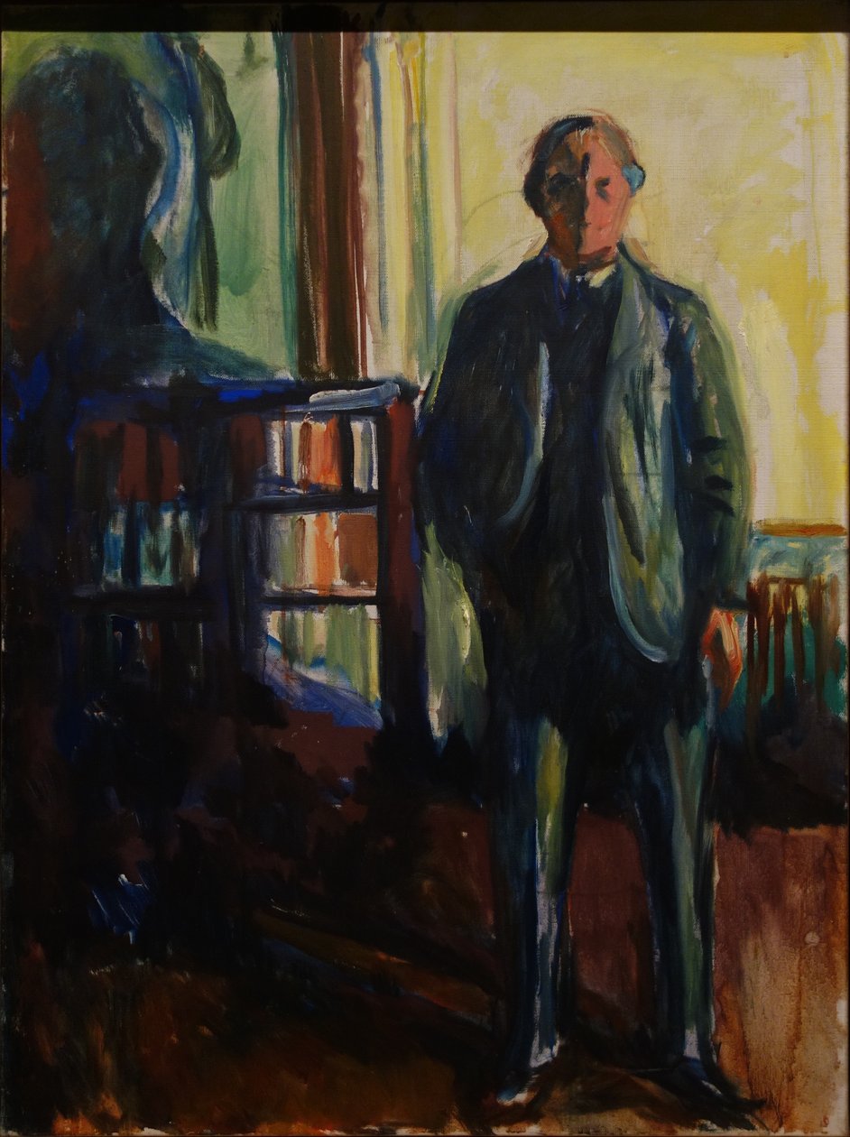 Zelfportret met handen in zakken door Edvard Munch