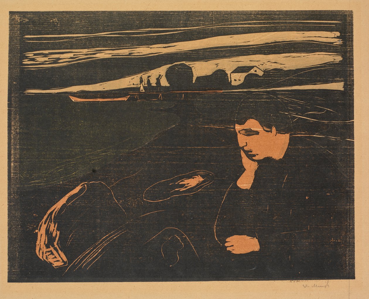 Avond. Aan het strand (Melancholie) door Edvard Munch